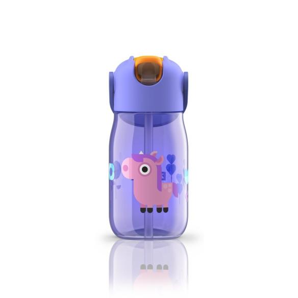 Zoku - Borraccia Bottiglia Bimbo con Flip Cannuccia Colore Viola 400 ml
