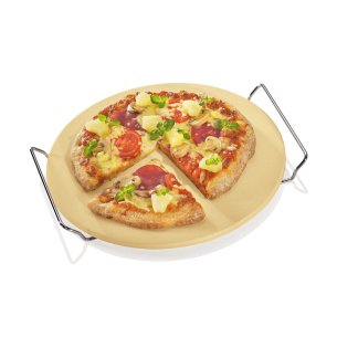Küchenprofi - Teglia Pietra Refrattaria Tonda per Pizza con Supporto in Acciaio 30 cm