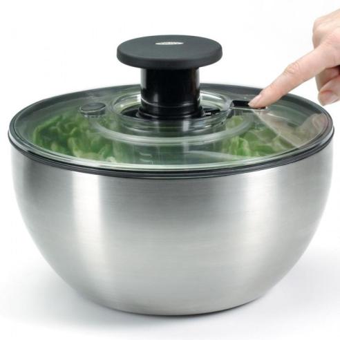 Oxo - Good Grips Centrifuga Push Asciuga Insalata Acciaio Inox 27 cm