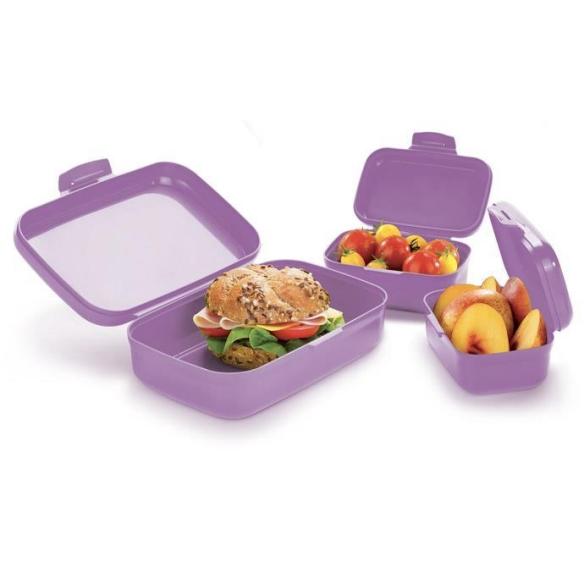 Tescoma - Contenitori Porta Snack per Bimbo 3 pezzi Viola Dino