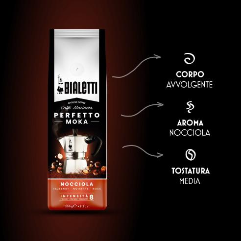 Bialetti Caffe Macinato Perfetto Moka Gusto Nocciola 250 Gr