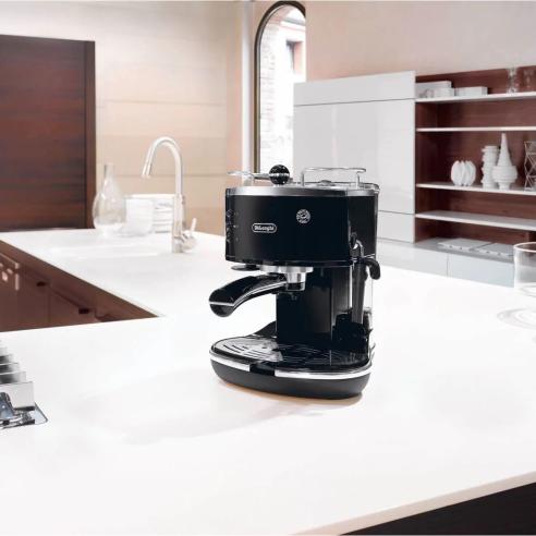 De Longhi Macchina Caffè Espresso Cappuccino Icona nero ECO 311.BK Cialde e Polvere