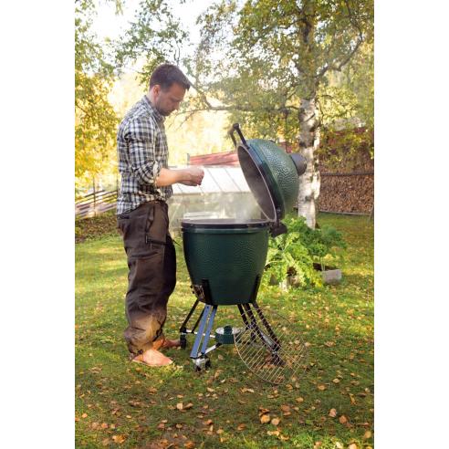 Big Green Egg Barbecue a Carbone Misura Medium con Base Cottura Indiretta, Maniglione e Supporto con Ruote cm. 38