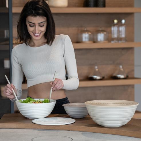 Guzzini - Ciotola Contenitore con Coperchio XL Tierra Grigio Tortora 30 cm