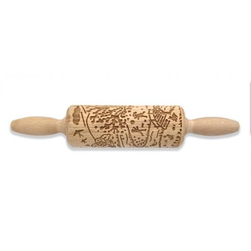 Folkroll - Mattarello Piccolo in Legno Decoro Paesaggio