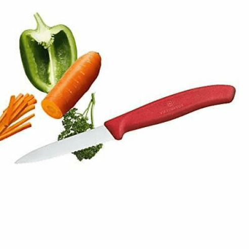 Victorinox - Coltello spelucchino classico rosso lama ondulata 8 cm