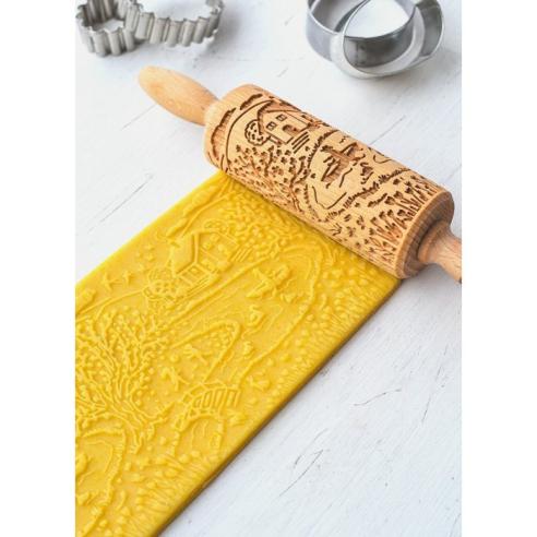 Folkroll - Mattarello Piccolo in Legno Decoro Paesaggio Folkroll - Mattarello Piccolo in Legno Decoro Paesaggio