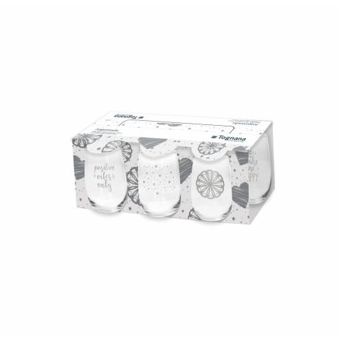 Tognana - Set 6 bicchieri in vetro 470ml argento linea Argentado