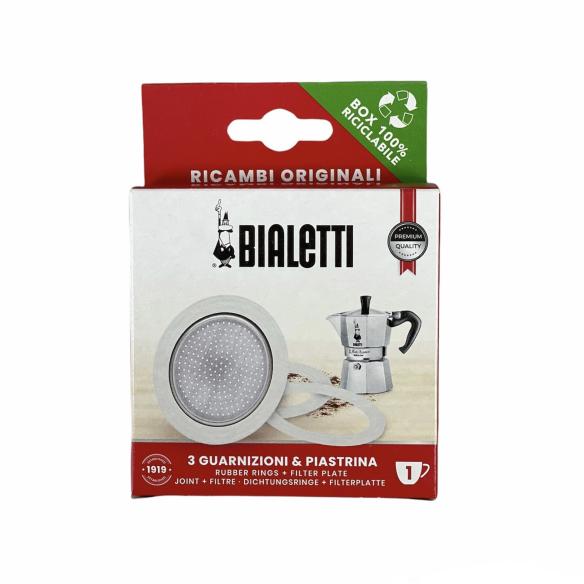 Bialetti - Ricambio guarnizione + piastra per caffettiera moka 1 tazza