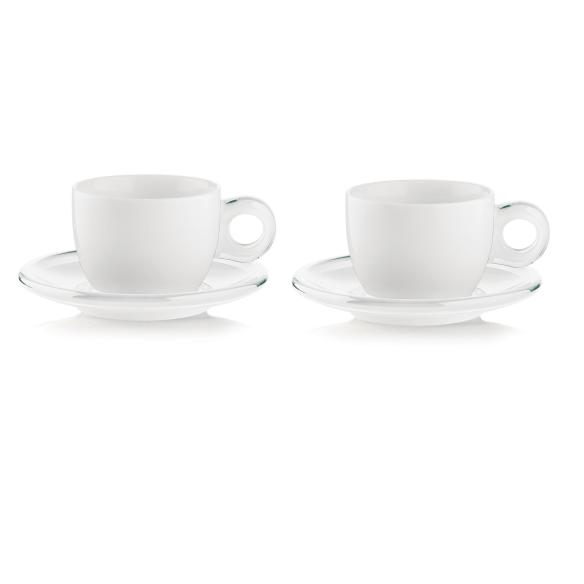 Guzzini - Set 2 Tazze cappuccino con piattino gocce trasparente 300 ml