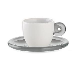 Guzzini - Set 6 Tazzine caffè con piattino Gocce grigio cielo 50 ml