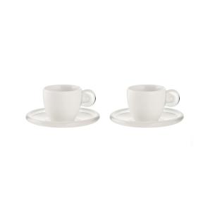 Guzzini - Set 2 Tazzine caffè con piattino Gocce trasparente 50 ml