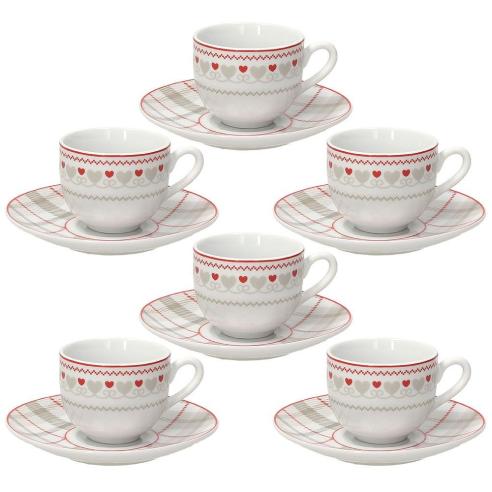 Tognana - Set 6 Tazzine da caffè con piattino in porcellana beige linea Brunico
