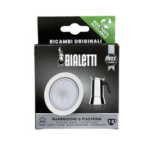 Bialetti - Blister ricambio 1 guarnizione + 1 piastrina acciaio 1-2 tazze