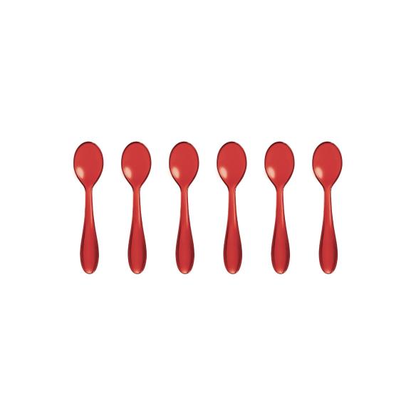 Guzzini - Set 6 cucchiaini in plastica 12 cm rosso