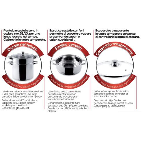 Aeternum - Vaporiera Pentola Divina in acciaio inox cm 22