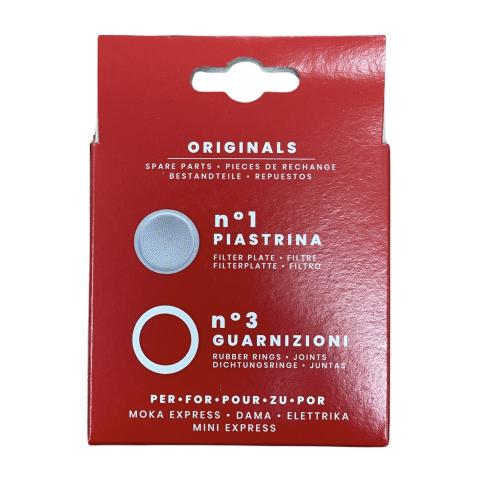 Ricambio Bialetti 3 Guarnizioni + 1 Piastrina Moka 3-4 Tazze