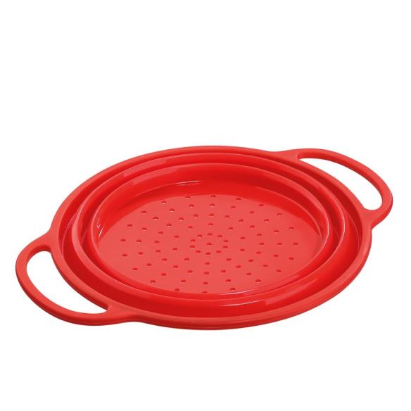 Kuchenprofi - Scolapasta pieghevole in silicone rosso 24 cm