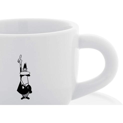 Bialetti - Tazza cappuccino con piattino istituzionale in ceramica bianca