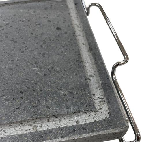 Ilsa - Invito pietra lavica rettangolare con stand in acciaio 20x30