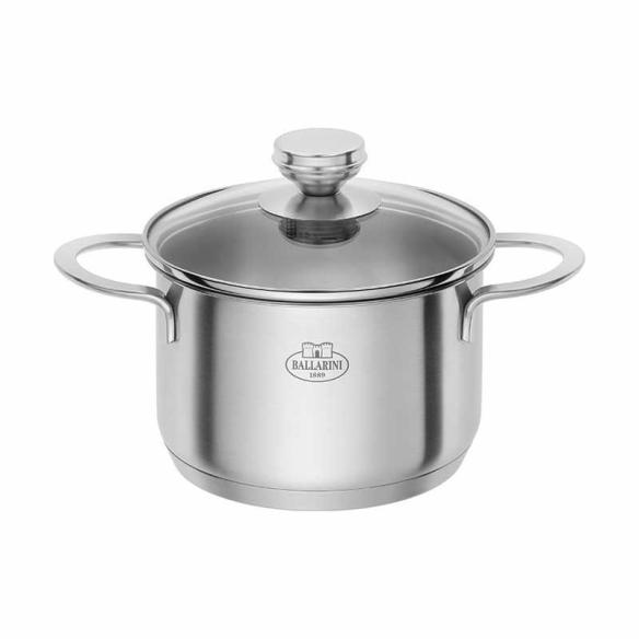 Ballarini - Pentola Ancona in acciaio inox 2 manici con coperchio 24 cm