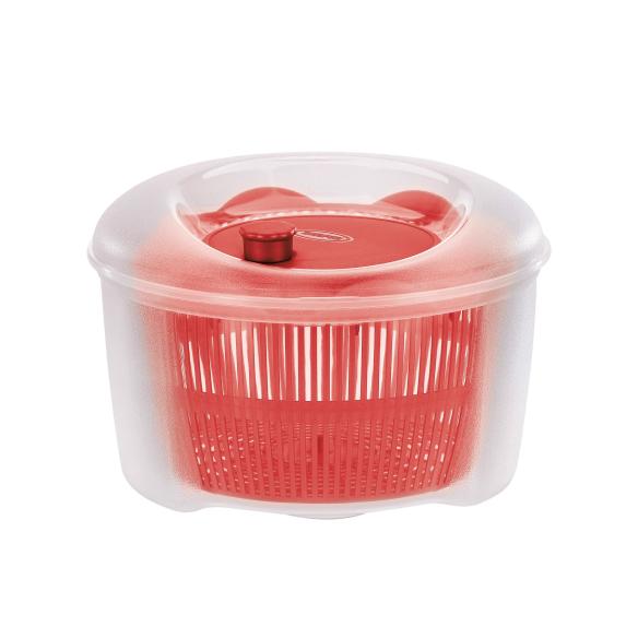 Tontarelli - Centrifuga manuale per insalata 4,5 litri trasparente rosso