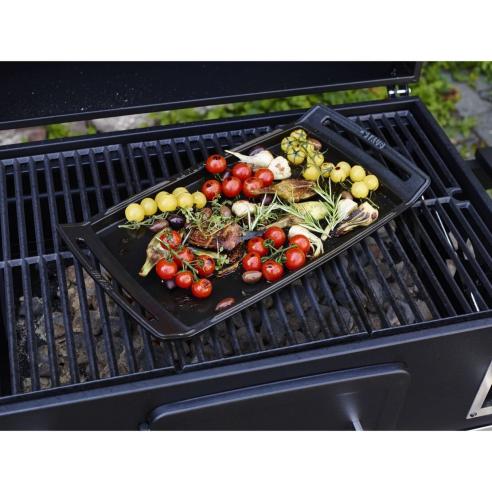 Staub - Piastra teppanyaki rettangolare liscia in ghisa smaltata 48 cm nera