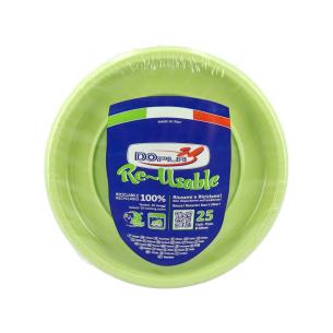 Dopla - Piatti piani in plastica riutilizzabili 25 pezzi diametro 220 mm verde mela