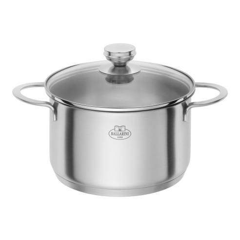 Ballarini - Pentola Ancona in acciaio inox 2 manici con coperchio 20 cm