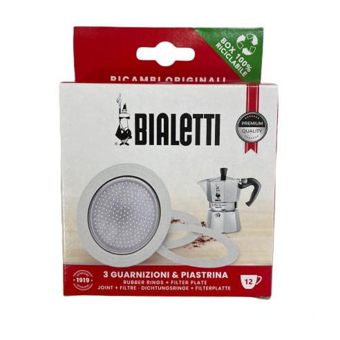Bialetti - Blister ricambio guarnizione + piastra 12 tazze