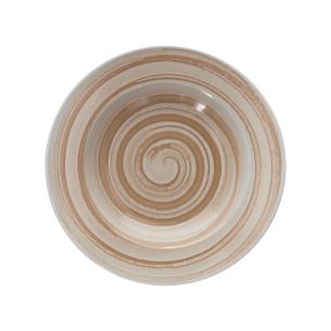 Tognana - Soup plate in porcelain Aura line, brown spiral 27 cm