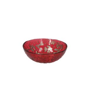 Tognana - Christmas glass bowl Holly gold 12 cm