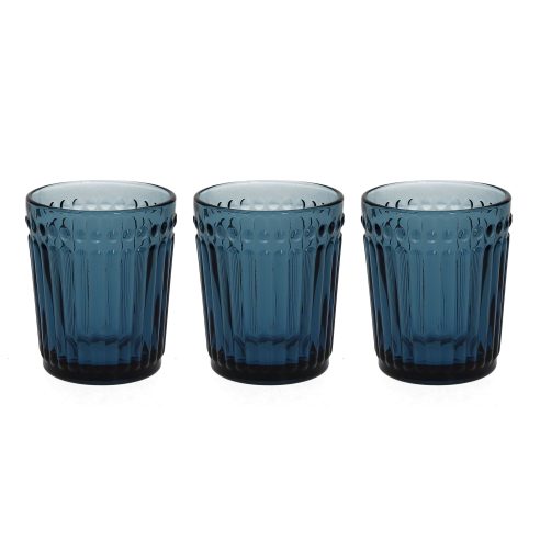 Tognana - Set of 3 glass glasses 300 ml Dorico blue line