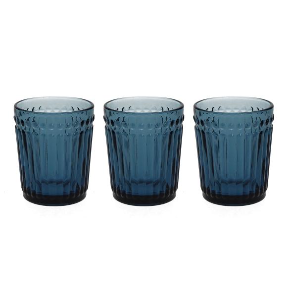 Tognana - Set 3 bicchieri in vetro 300 ml linea Dorico blu