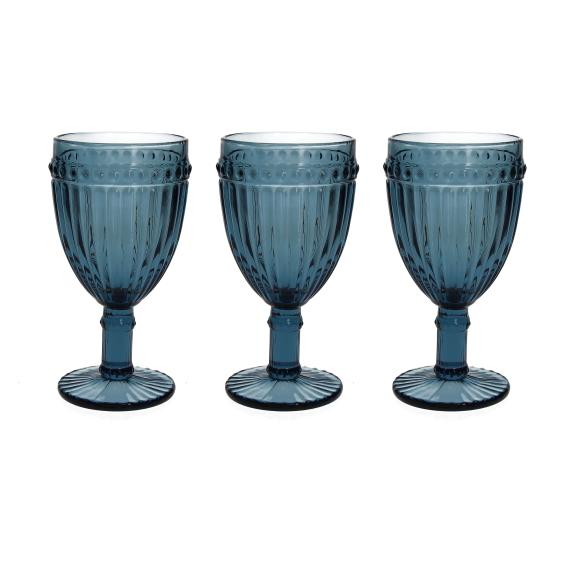 Tognana - Set 3 Goblets glasses 310 ml Dorico blue line