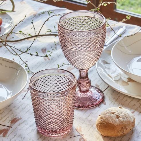 Tognana - Set 3 Calici in vetro 310 ml ciclamino linea Diamante Rosa