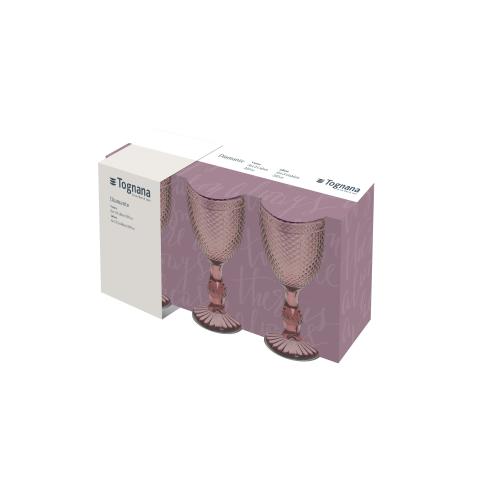 Tognana - Set 3 Calici in vetro 310 ml ciclamino linea Diamante Rosa