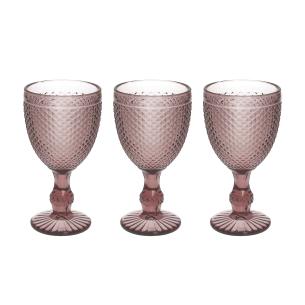 Tognana - Set 3 glass goblets 310 ml cyclamen Diamond Pink line