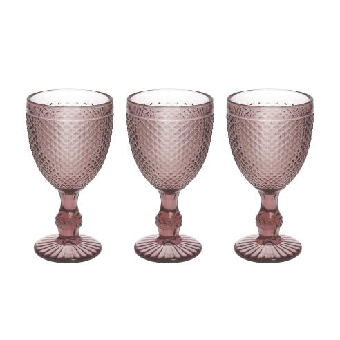 Tognana - Set 3 Calici in vetro 310 ml ciclamino linea Diamante Rosa