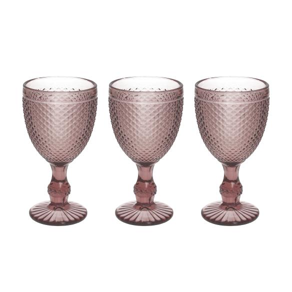 Tognana - Set 3 glass goblets 310 ml cyclamen Diamond Pink line