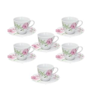 Tognana - Tazze da caffè con piattino linea Cappettata Wild Rose set 6 pezzi