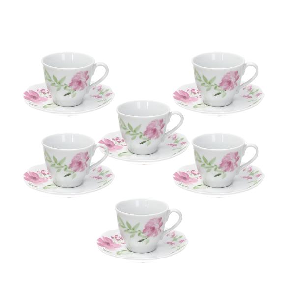 Tognana - Coffee cups with saucers Cappetta line Wild Rose set 6 pieces