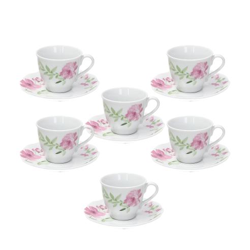 Tognana - Coffee cups with saucers Cappetta line Wild Rose set 6 pieces