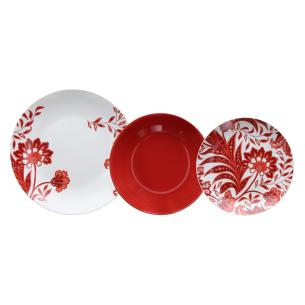 Tognana - 18-piece porcelain plate service Madison Red Ornament line