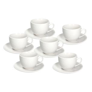 Tognana - Set 6 Tazze da tè con piattino in porcellana bianca linea linea Golf
