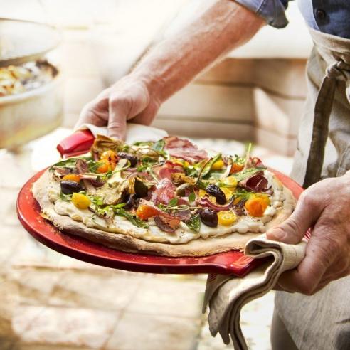 Emile henry - Pietra refrattaria per pizza fondo liscio 36 cm rossa