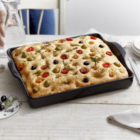 Emile Henry - Teglia per focaccia in ceramica XL 40 cm nera
