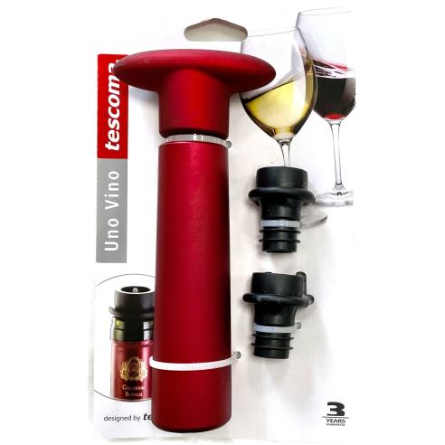 Tescoma - Pompa per sottovuoto manuale con 2 tappi linea Uno vino