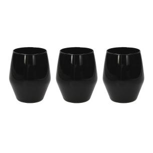 Tognana - Set of 3 water glasses in black glass 360 ml Black line