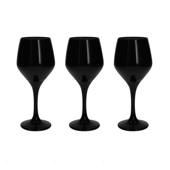 Tognana - Set of 3 black glass goblets 320 ml Black line